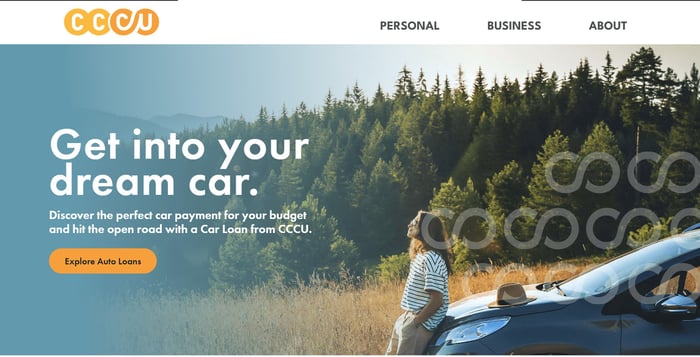 CCCU Home Page with SMART Content for Auto Loans