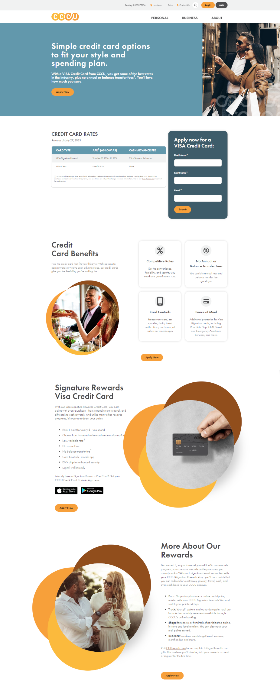 CCCU New Credit Card Page