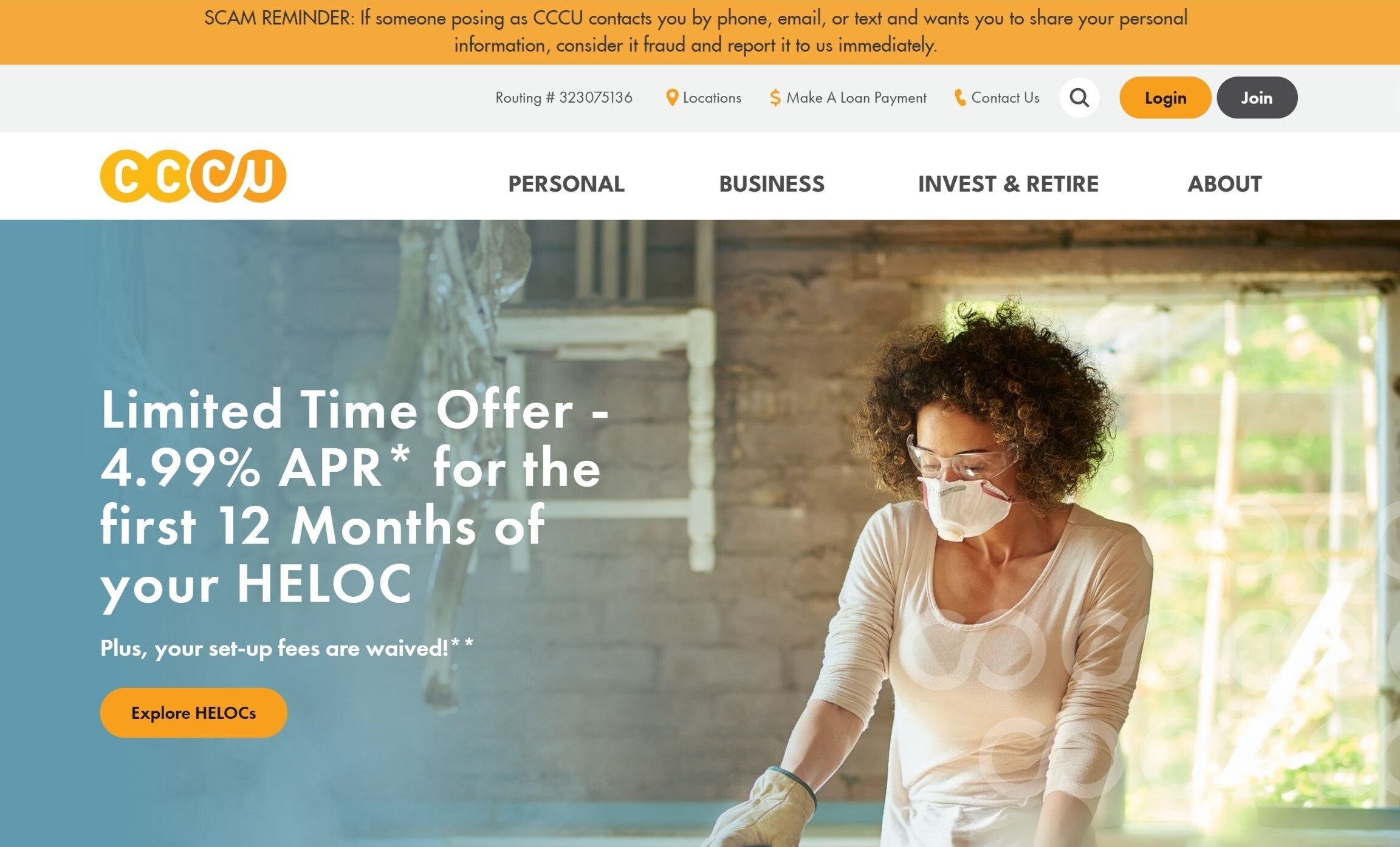 CCCU Website Alert Example