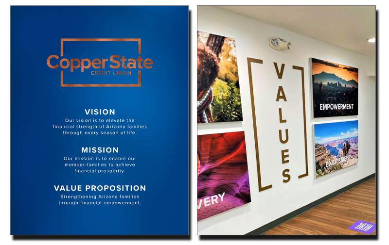 Copper State Credit Union Brand Value Poster and Lobby