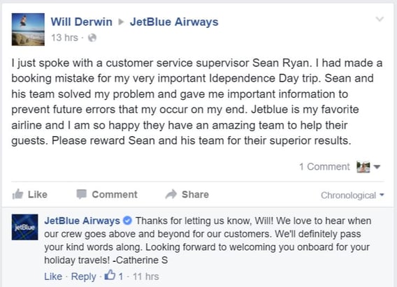 Respond to Comments on Social Media - JetBlue