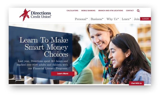 Directions Credit Union website image