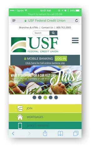 USF Federal Credit Union mobile site image