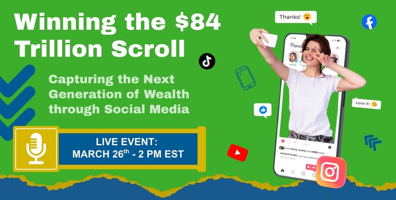 Winning the $84 Trillion Scroll Live Event Featuring Woman Receiving Likes and Comments on Social Media