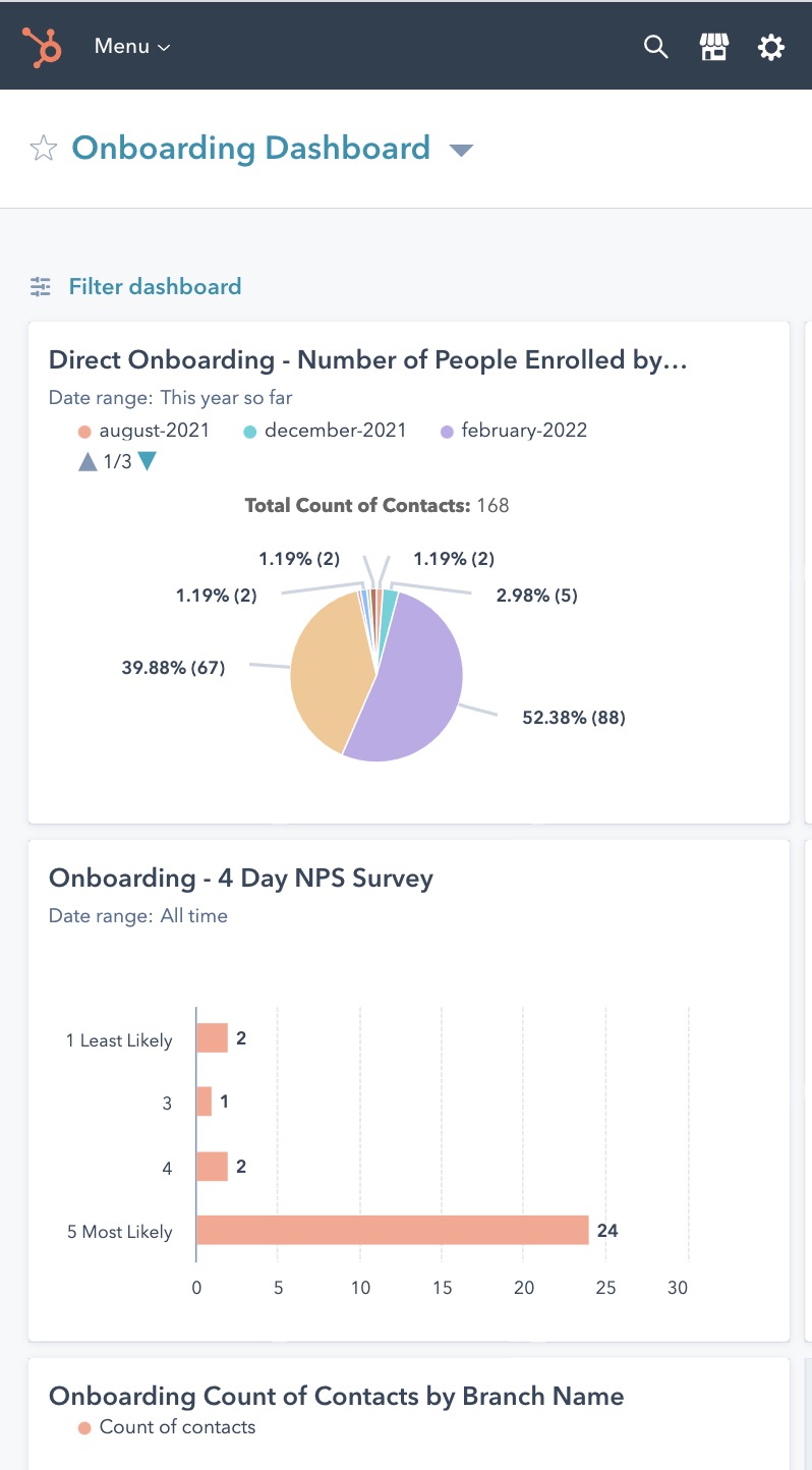 Onboarding program dashboard on phone.