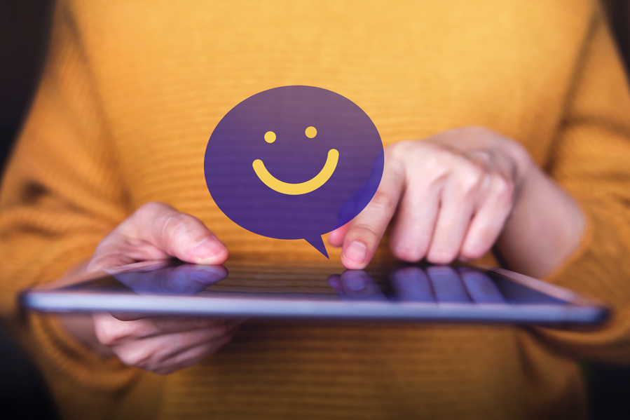A positive review on a tablet from onboarding program.